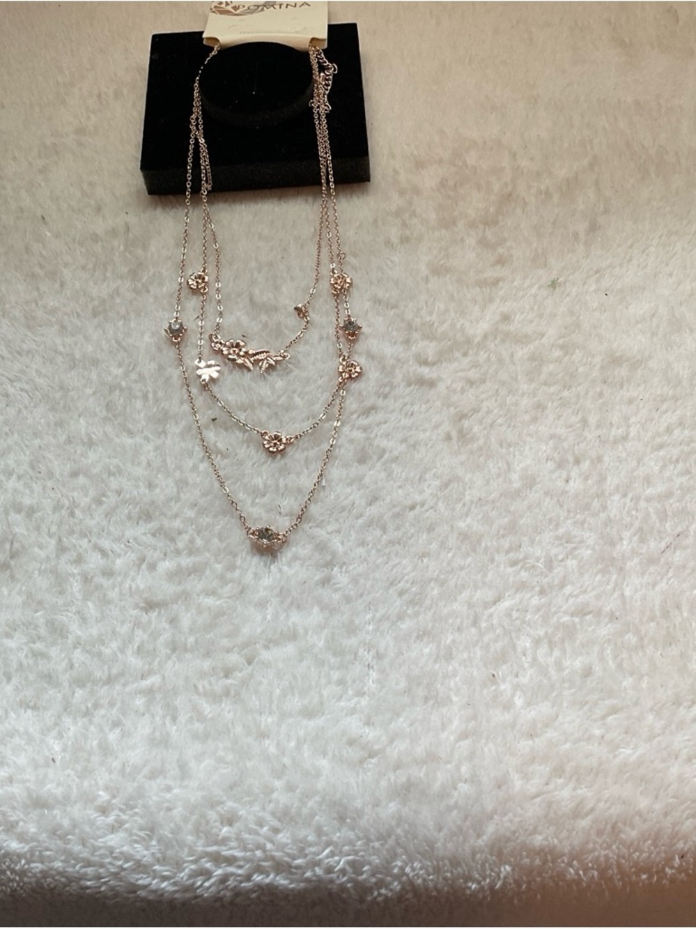 Multi-Layer Floral Pendant Necklace in Rose Gold Tone - Women Jewelry